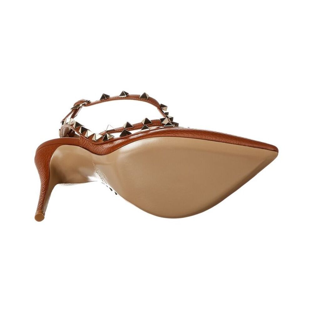 Valentino Rockstud Caged 100 Grainy Leather Pump, Brown - Picture 4 of 5